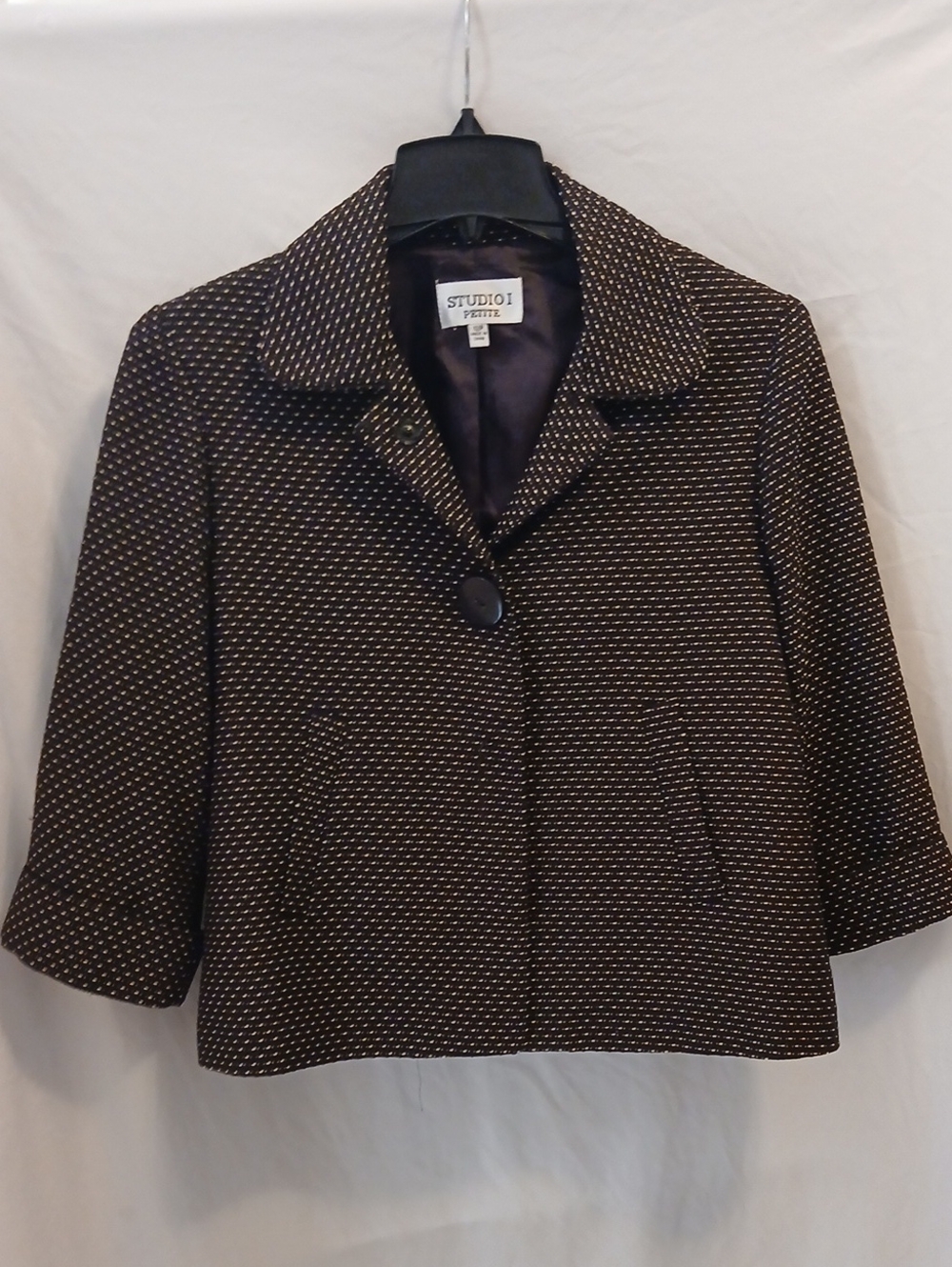 Studio I Brown Textured Cropped Blazer